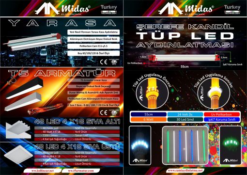  linear kasa t5 armatür tüp led